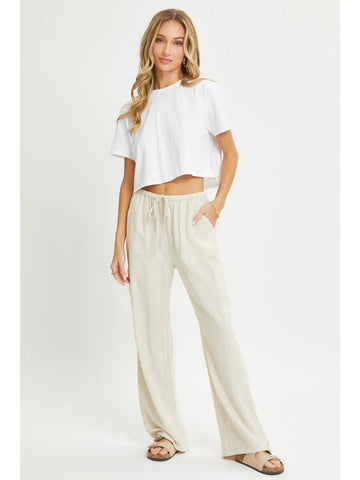 Soft Cotton/Linen Drawstring Cargo Pant