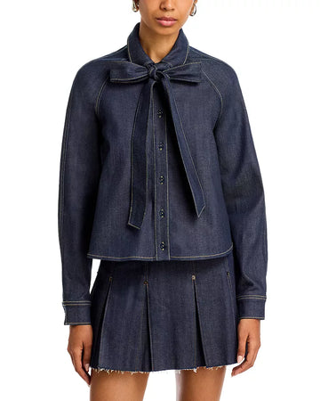 Denim Shirt with Bow