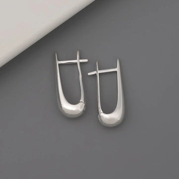 Abstract Sterling Silver Oval Earring
