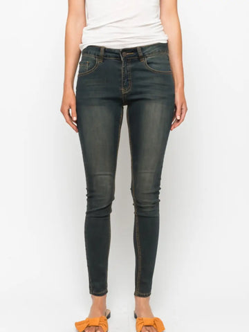 Distressed Whiskey Wash Straight Jeans