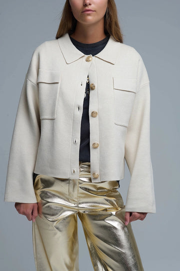 Ivory Relaxed Knit Jacket