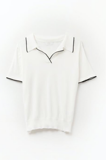 Feather Knit Polo W/Piping