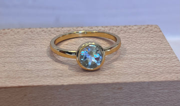 24kt Gold Blue Topaz Band