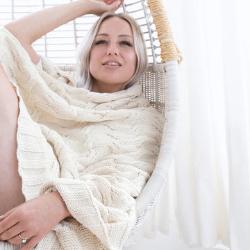 Organic Cotton Cable Knit Throw