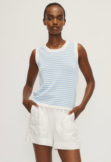 Viscose Sleeveless Striped Knit Top