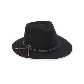 Black Felt Hat W/ Brown Trim