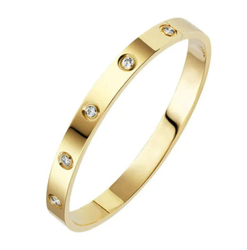 Gold Stainless Steel W/Rhinestone Bangle