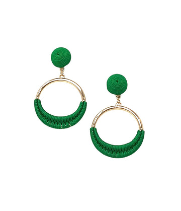 Emerald/Gold & Rattan Hoops