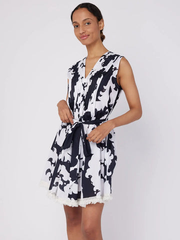Abstract Navy Print Cotton Dress