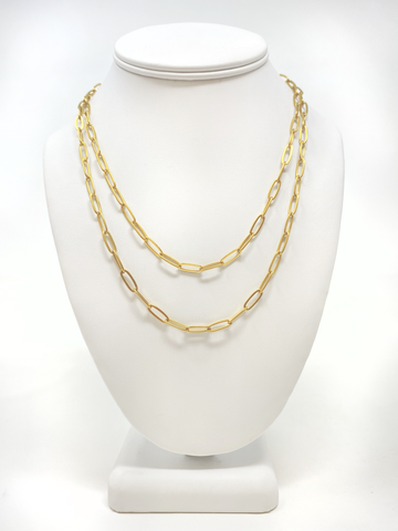 Gold Plated Stainless Steel Paperclip Necklace