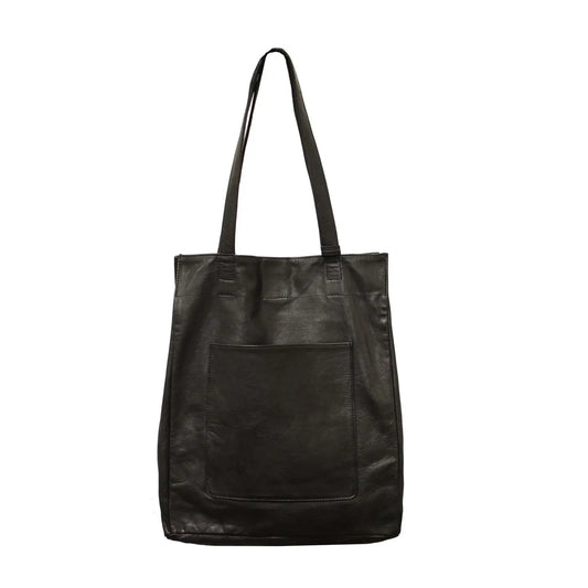 Black Calves Leather Tote