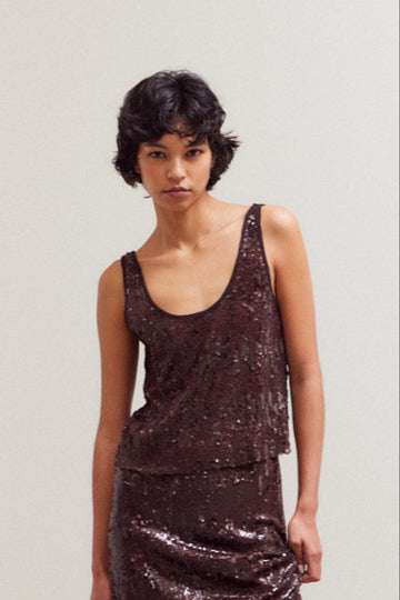 Dark Brown Sequin Tank