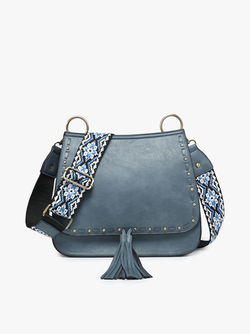 Denim Vegan Crossbody Saddle Bag