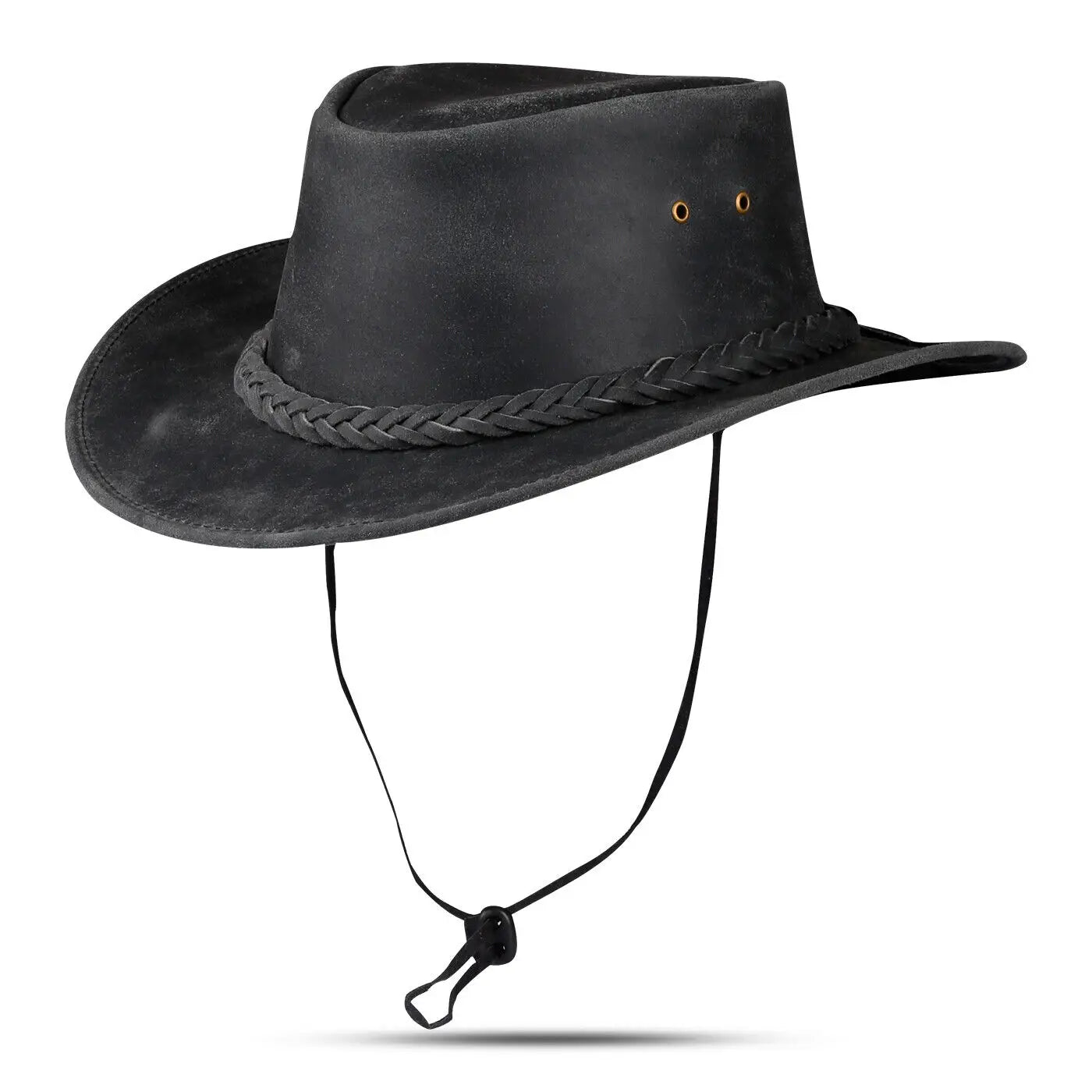 100% Leather Cowboy Hat W/ Braided Concho Detail