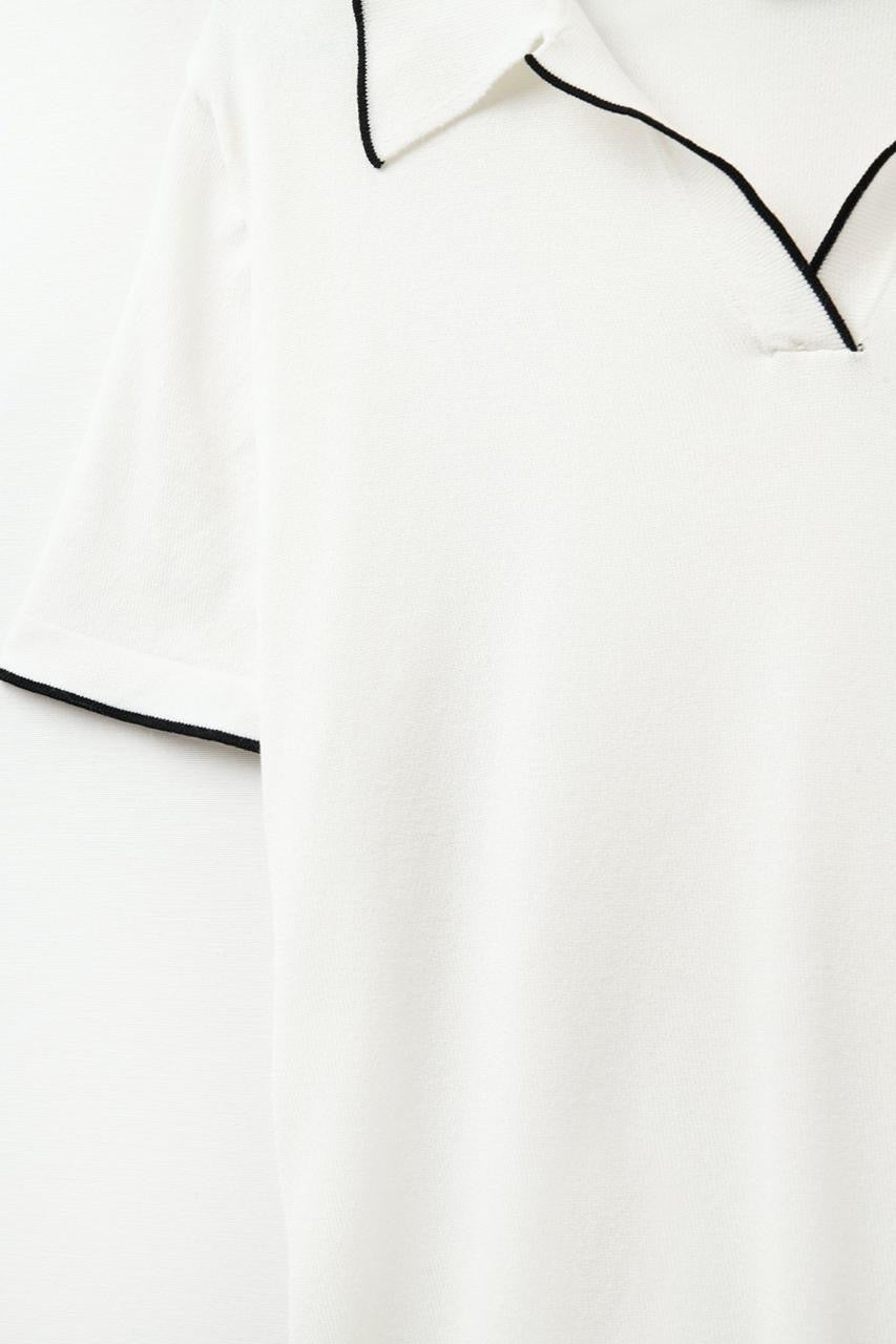 Feather Knit Polo W/Piping