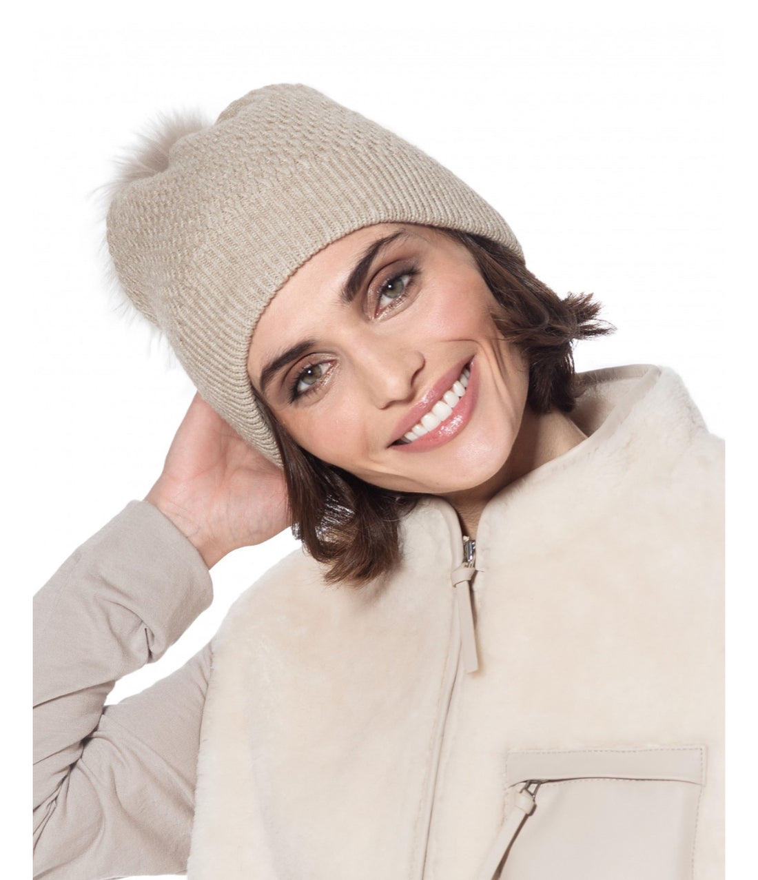 Waffle Angora W/ Fox Pom