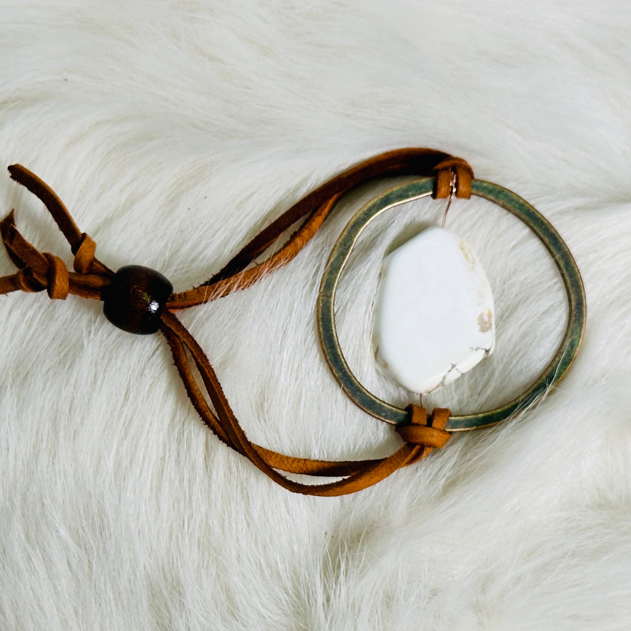 White Turquoise Leather Bracelet