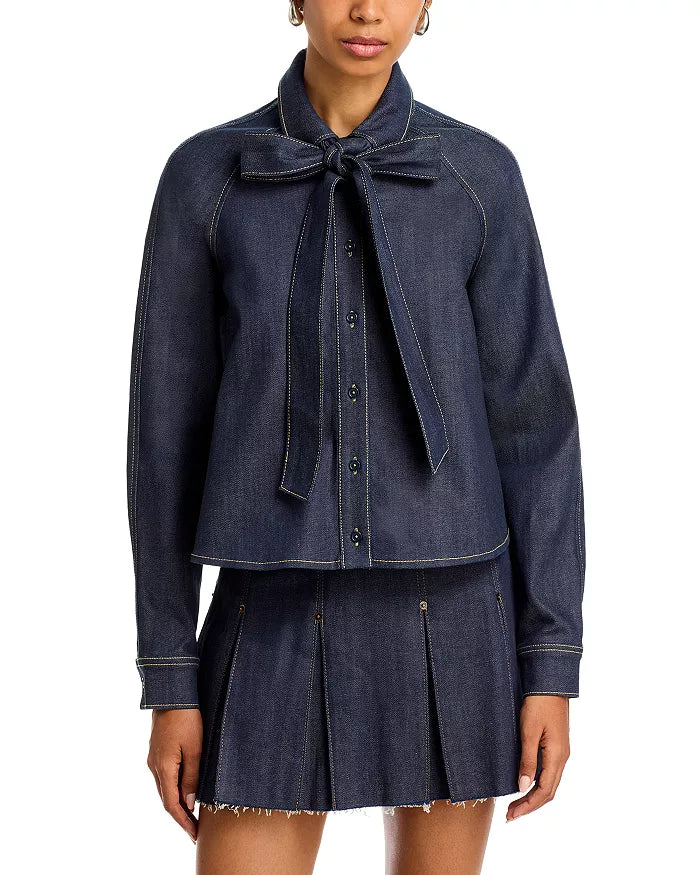Denim Shirt with Bow