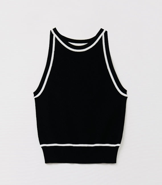 Halter Knit Tank W/ Piping