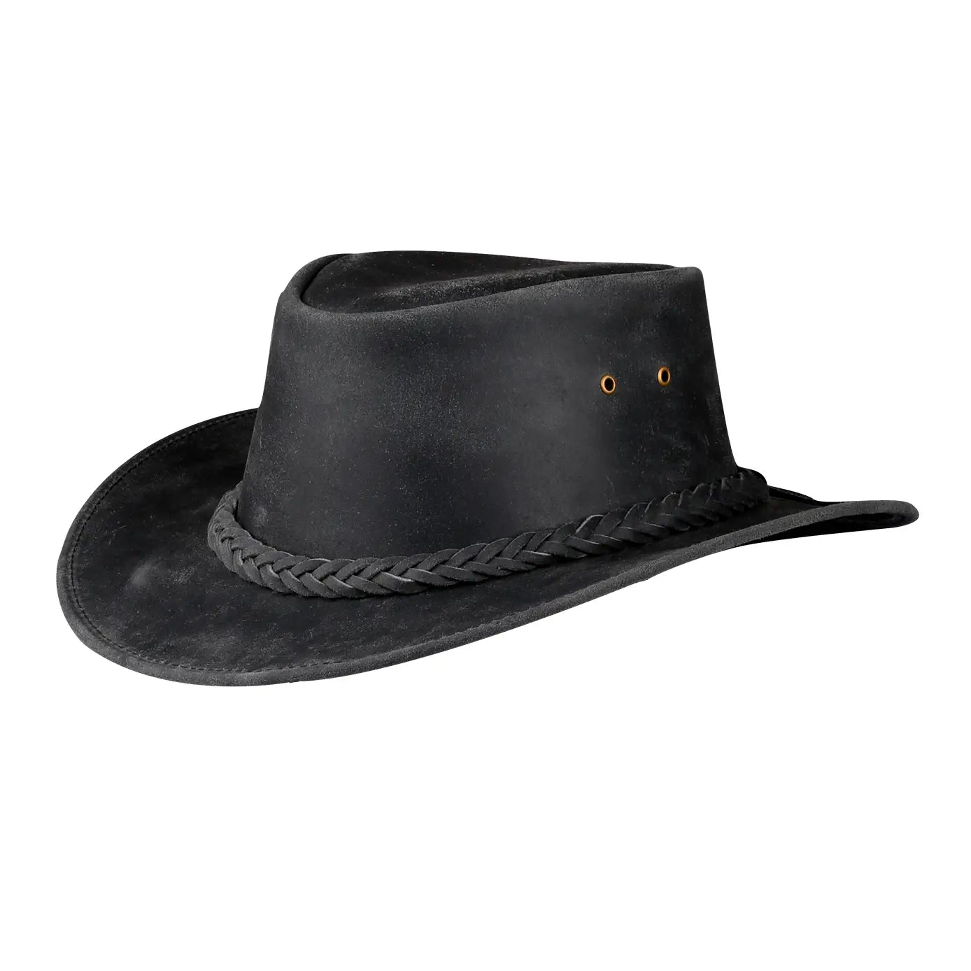 100% Leather Cowboy Hat W/ Braided Concho Detail