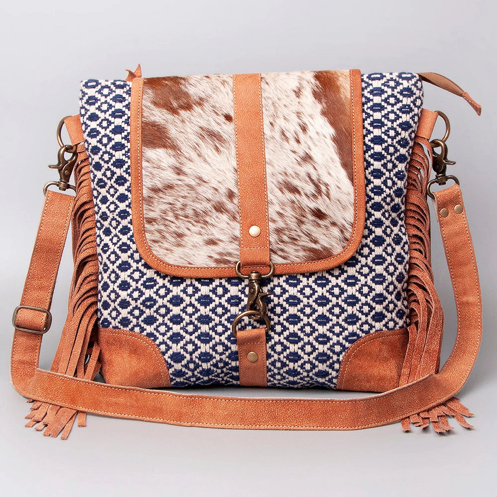 Genuine Leather Tapestry Crossbody