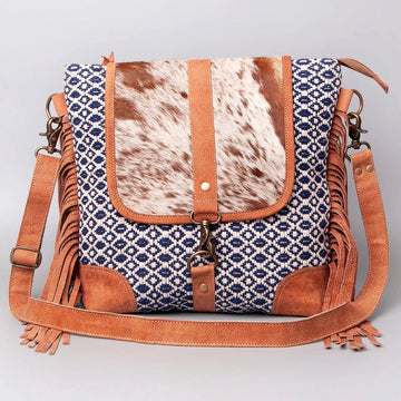 Genuine Leather Tapestry Crossbody