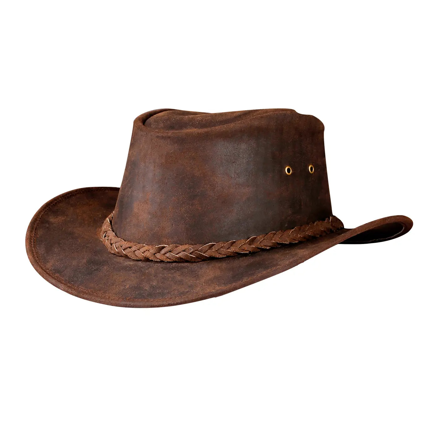 100% Leather Cowboy Hat W/ Braided Concho Detail