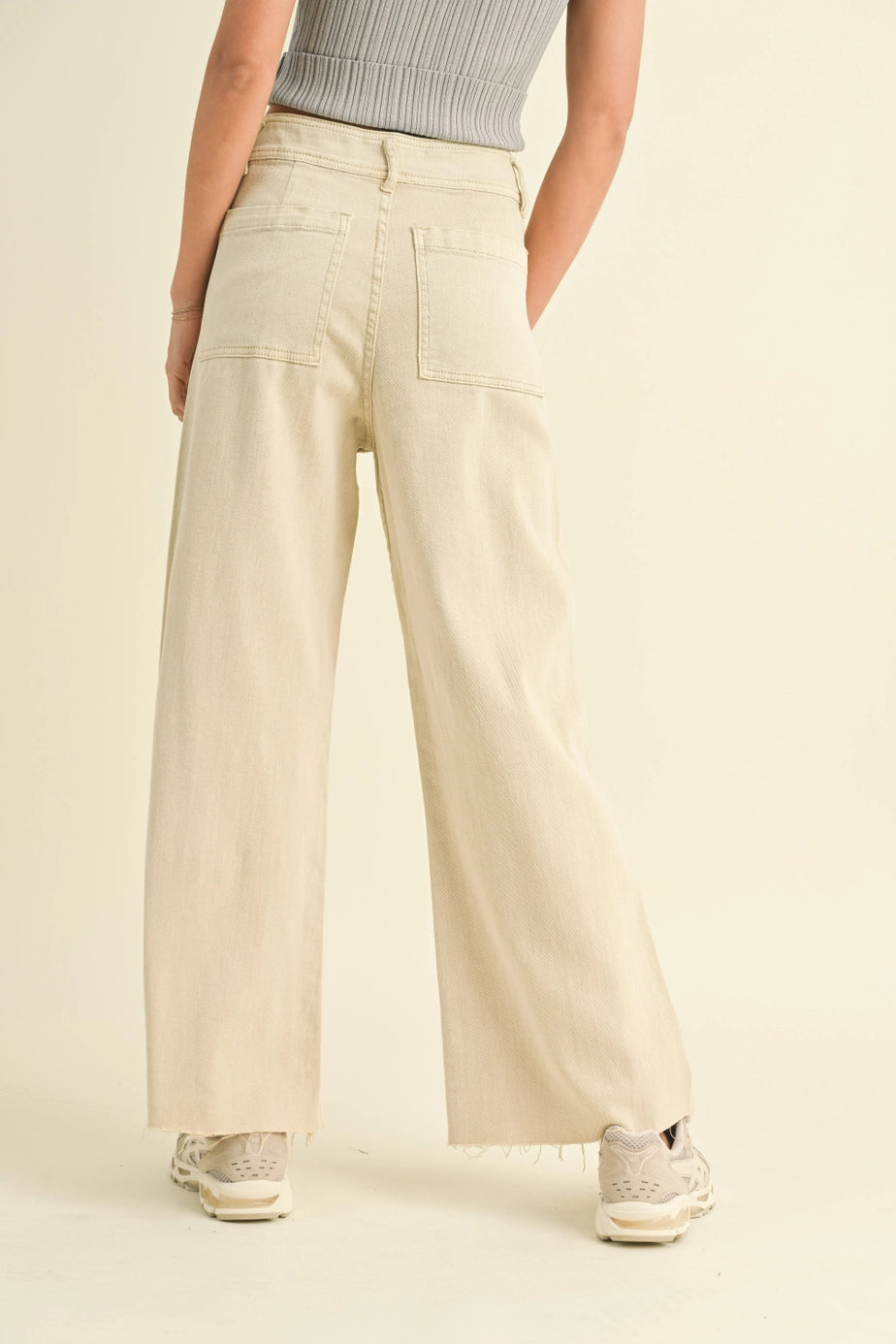 Ivory Wide Leg Cotton Jean