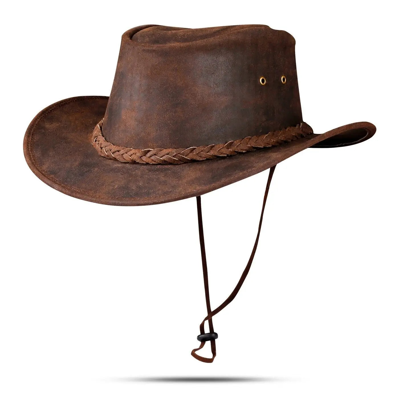 100% Leather Cowboy Hat W/ Braided Concho Detail