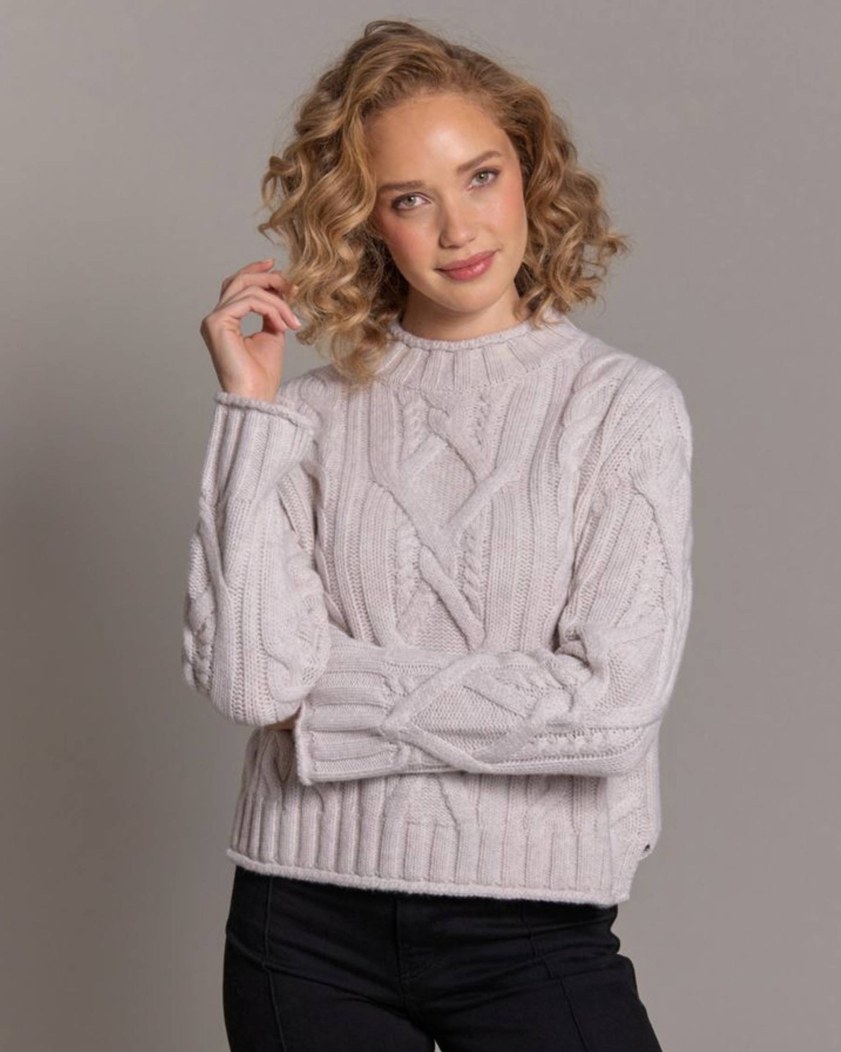 Cropped Cableknit Merino Sweater