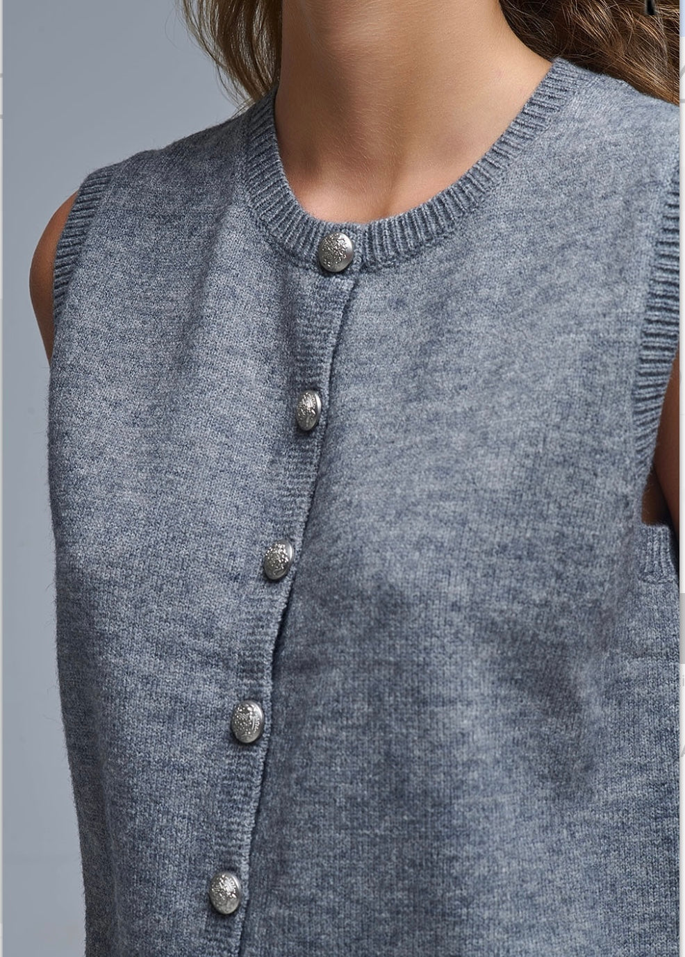 Grey Crew Neck Sweater Vest