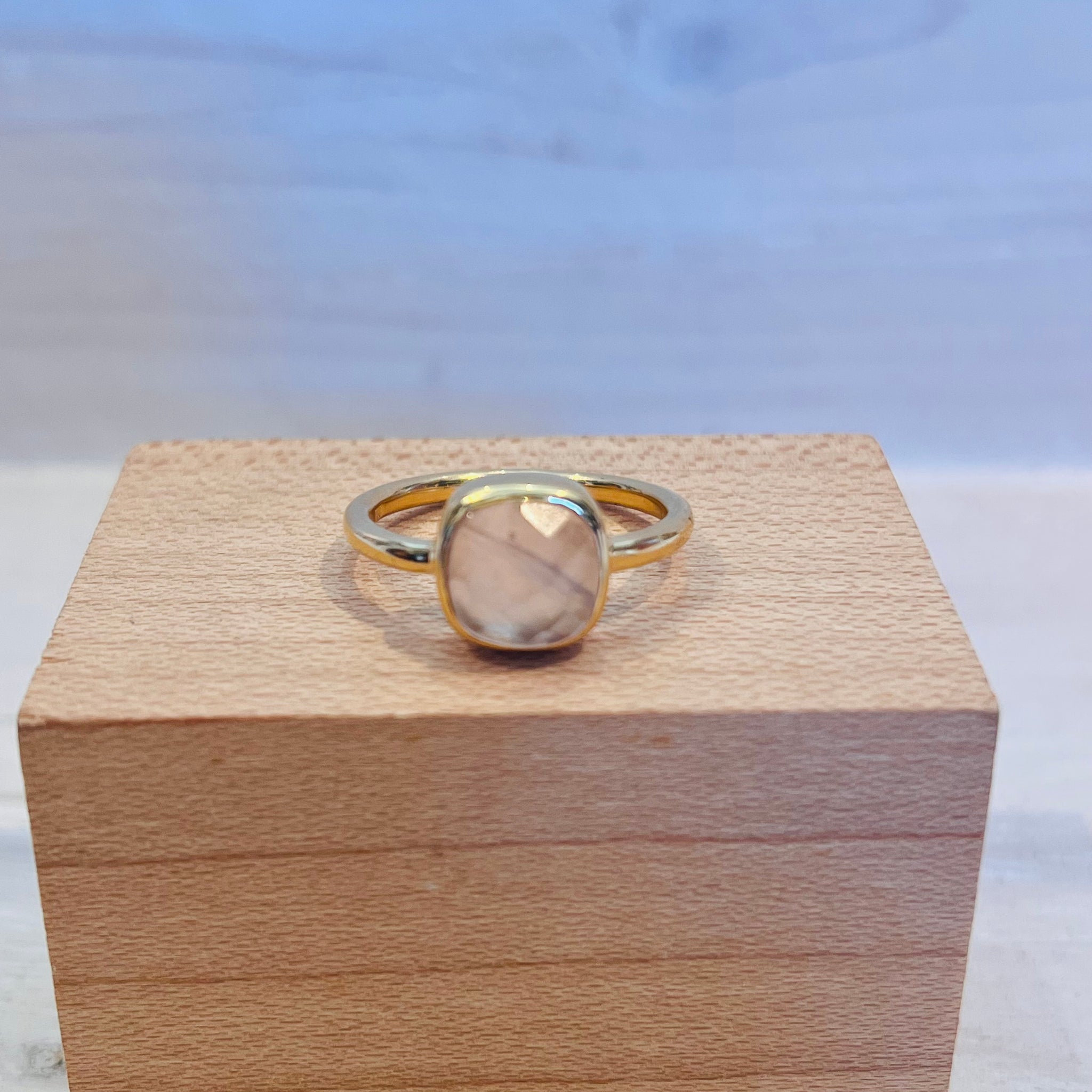 24kt Gold Vermeil Square Rose Ring
