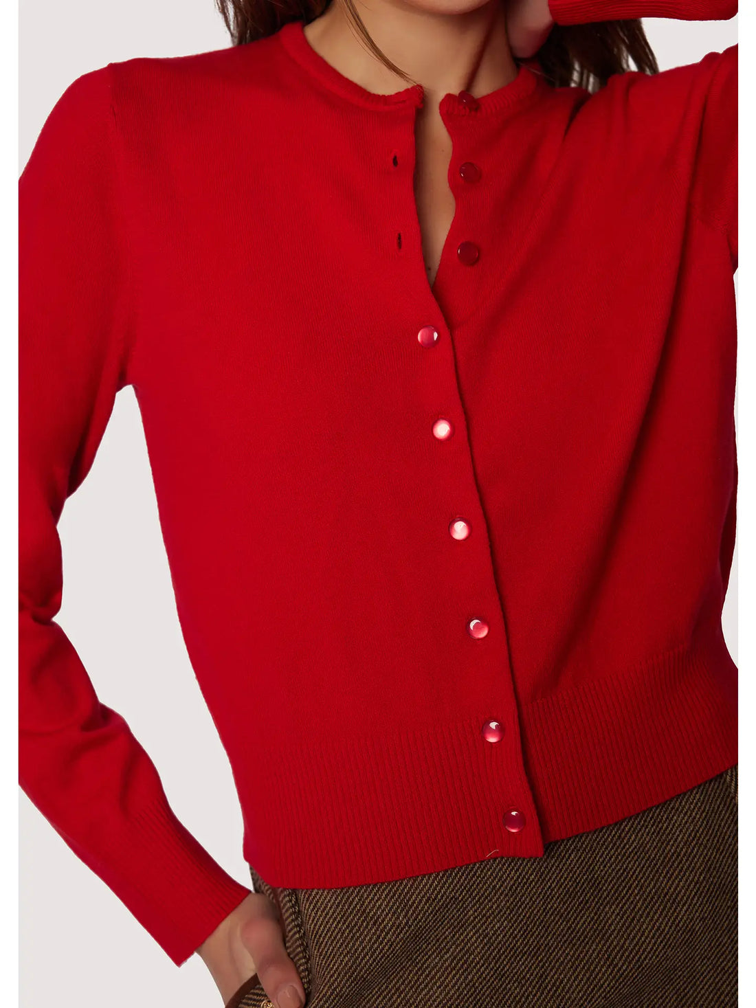 Scarlet Cardigan W/ Pearlized Buttons