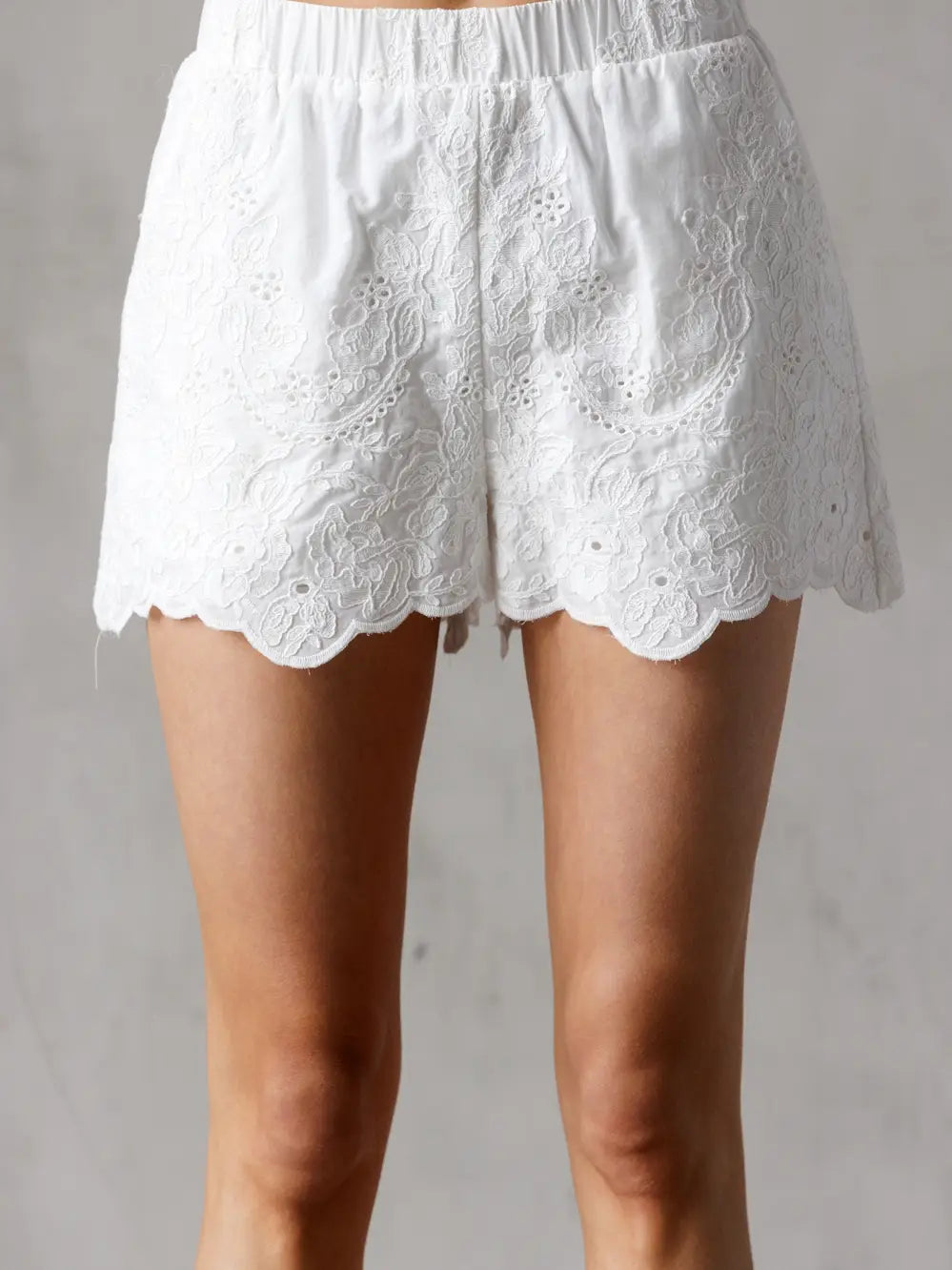 White Floral Eyelet Shorts