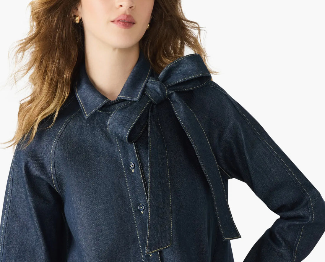 Denim Shirt with Bow