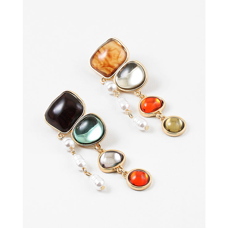 Multi Color Stones & Salt Water Pearl Drop