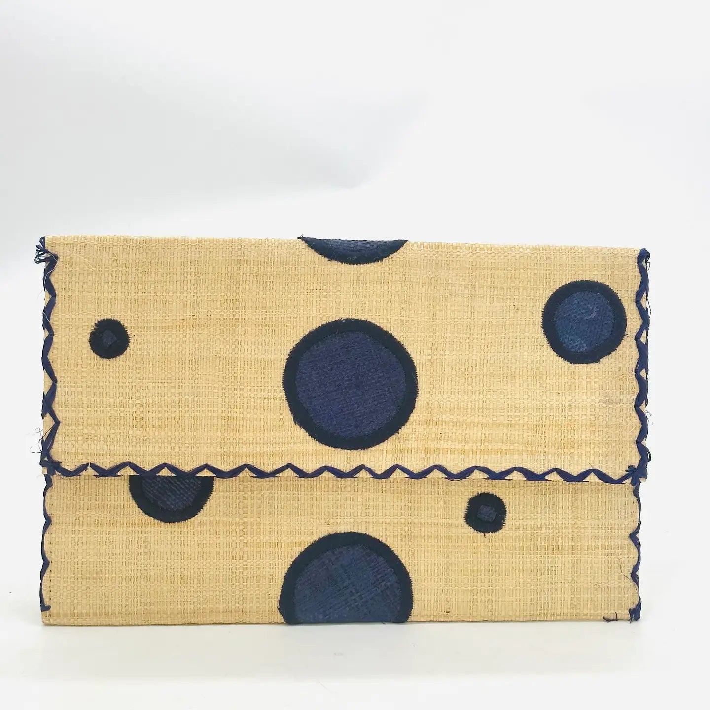 Polka Dot Straw Clutch