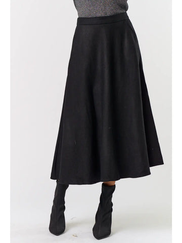 Black Wool Maxi Skirt