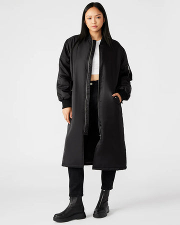 Long Zip Front Bomber Coat