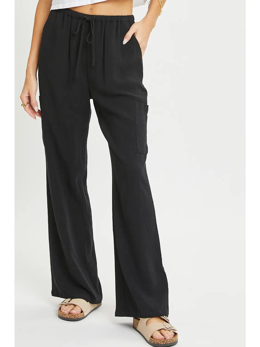 Soft Cotton/Linen Drawstring Cargo Pant