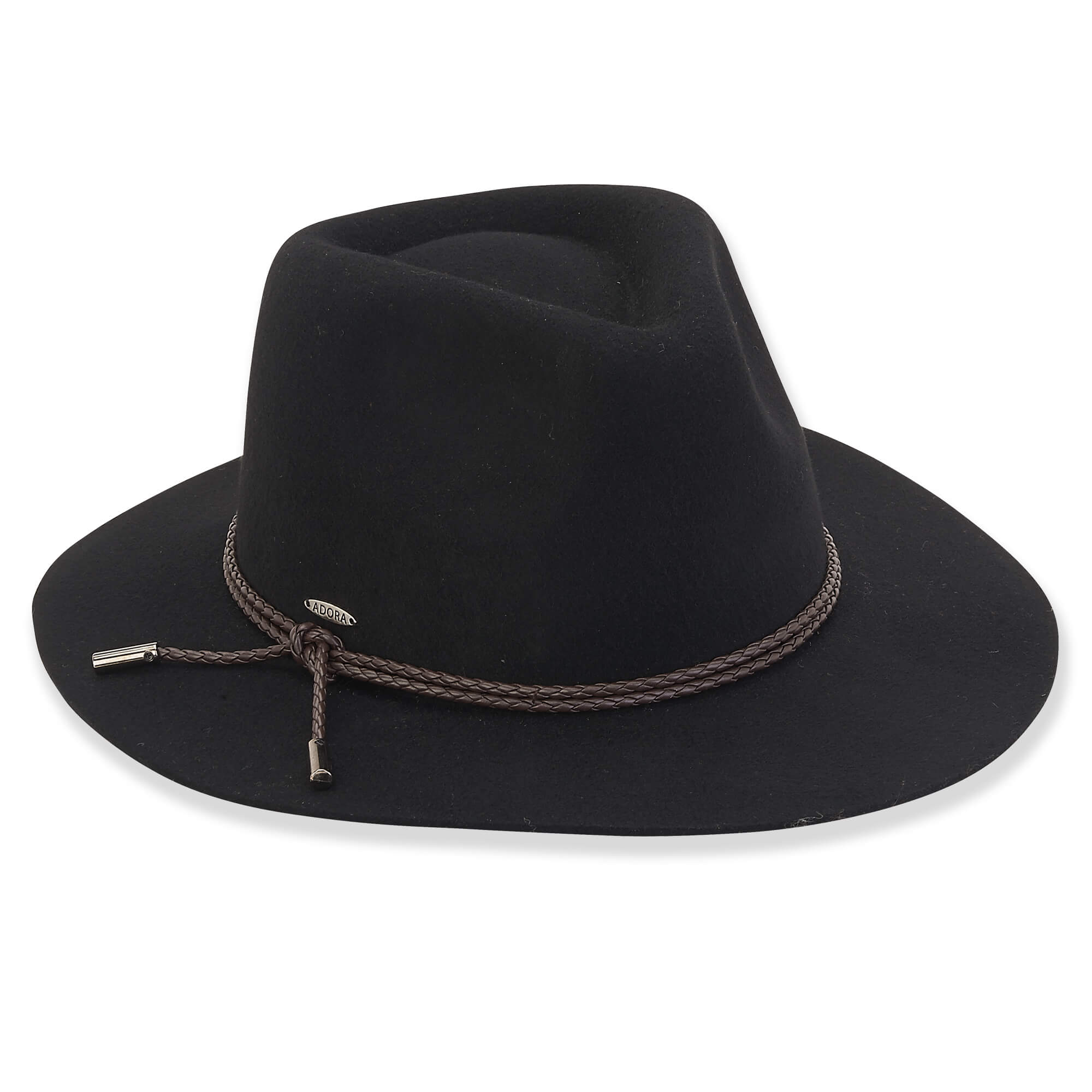 Black Felt Hat W/ Brown Trim