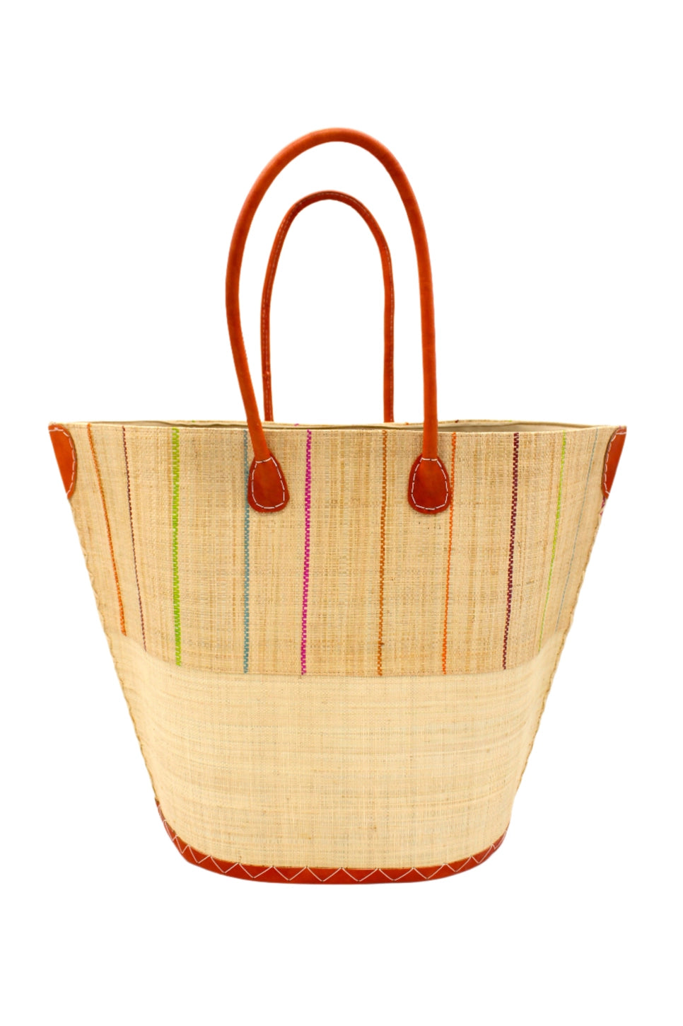 Pinstripe Raffia Tote