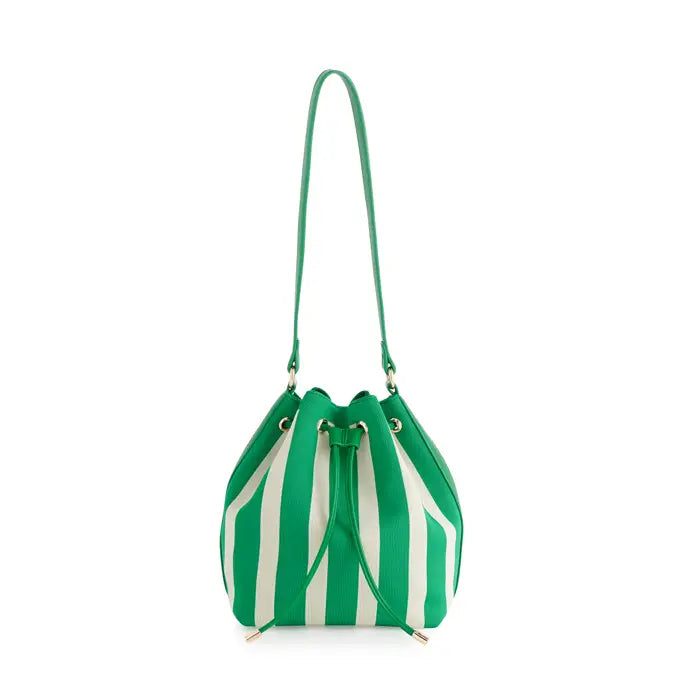 Kelly Green Mini Striped Drawstring Bag