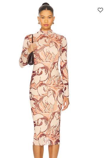 Equestrian Print Mesh Dress