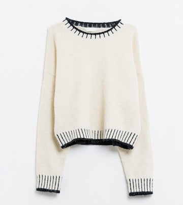 Contrast Stitching Pullover