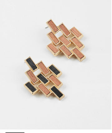 Wooden Geometric Earring