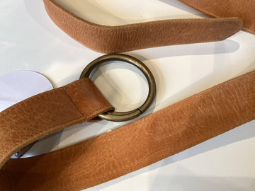 Leather belt with brass buckle