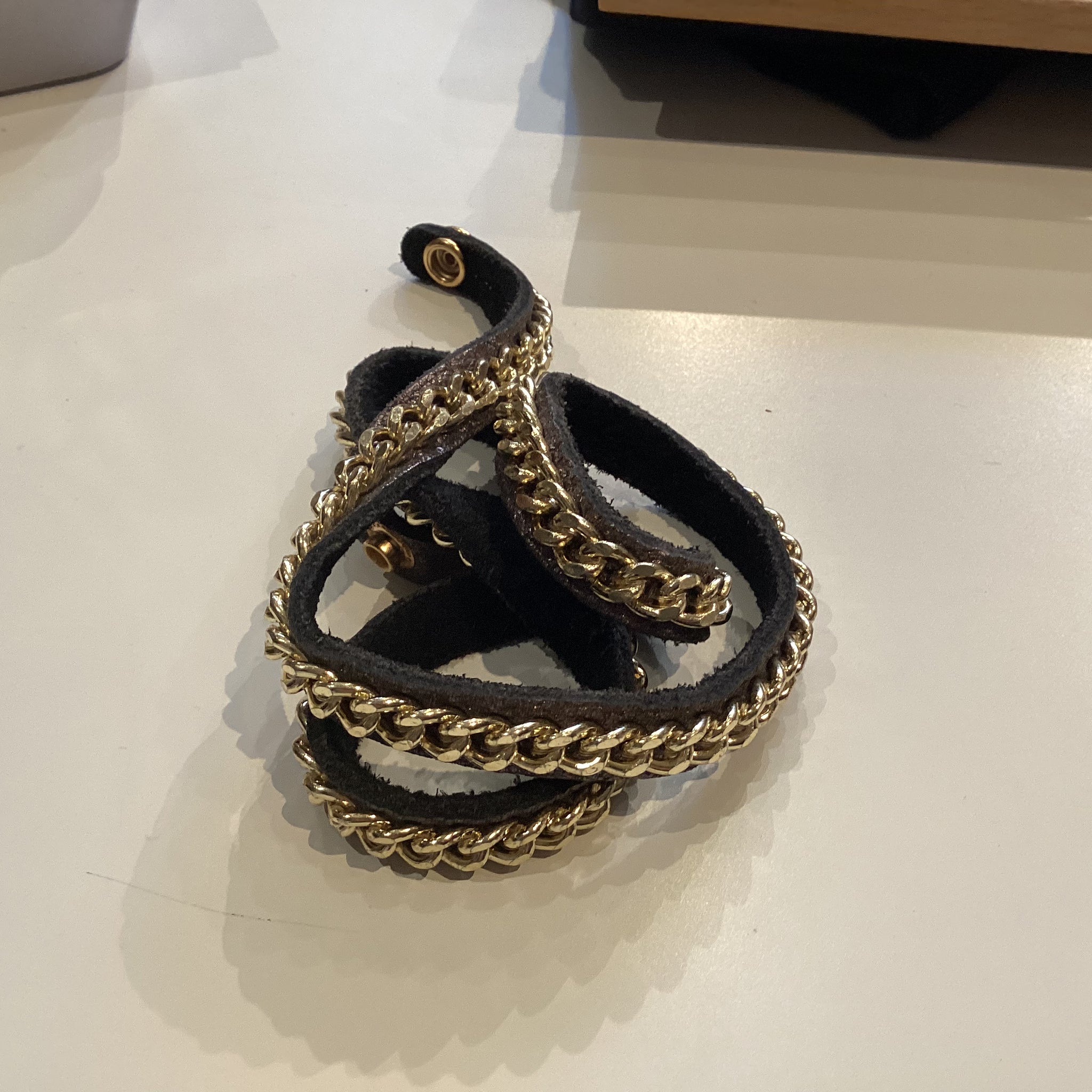 Suede & Gold Chain Wrap Bracelet