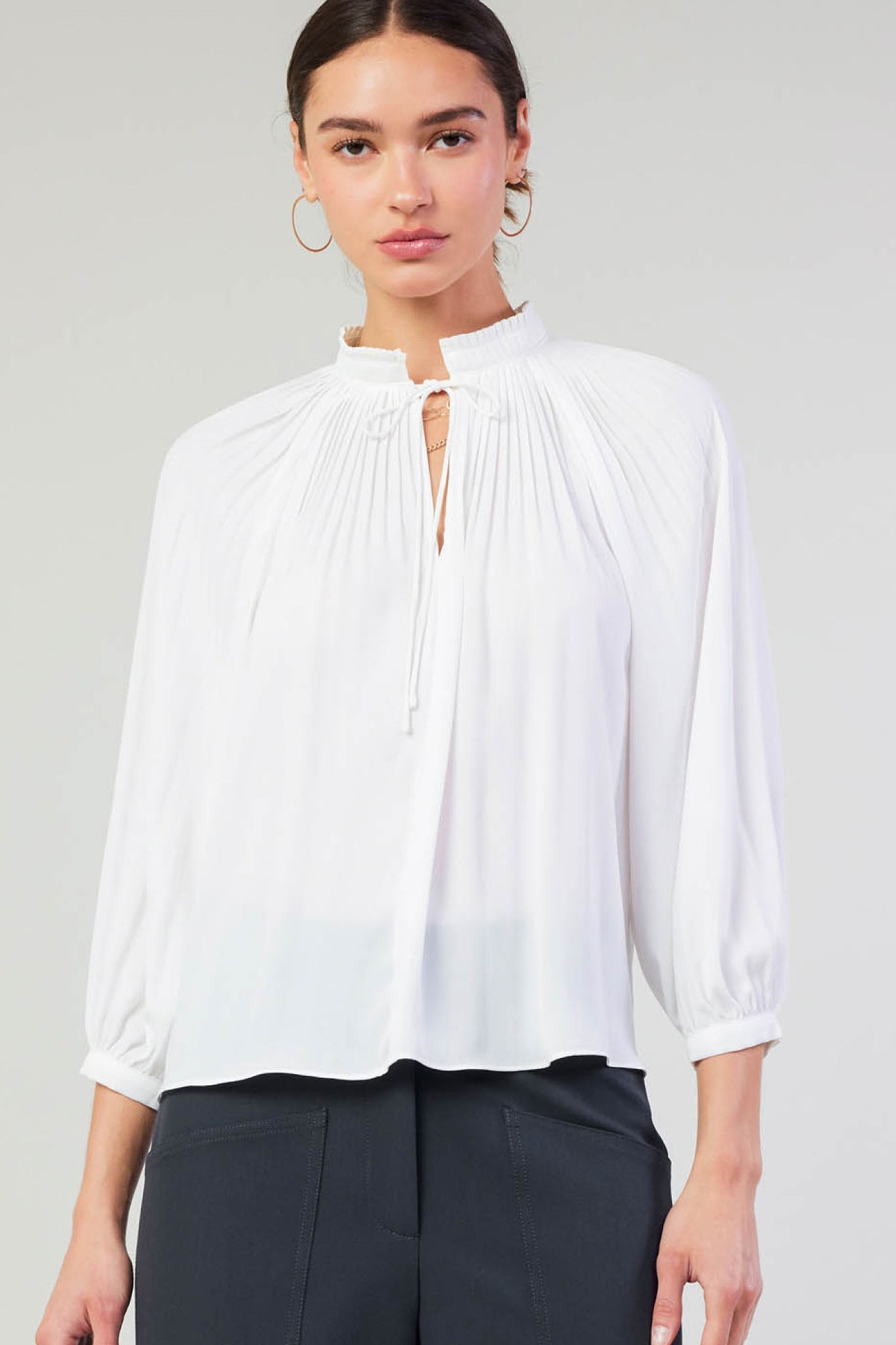 White Tie-Front Blouse