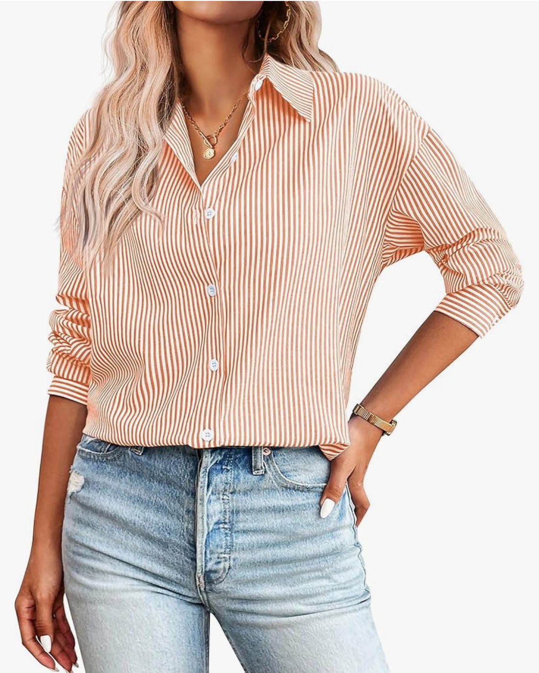 Mini Striped Cotton Button Down Shirt